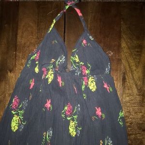 Triangle Top Floral Print Maxi Dress